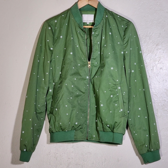 Carlos Campos Green Star Pattern Bomber Jacket - Picture 1 of 9